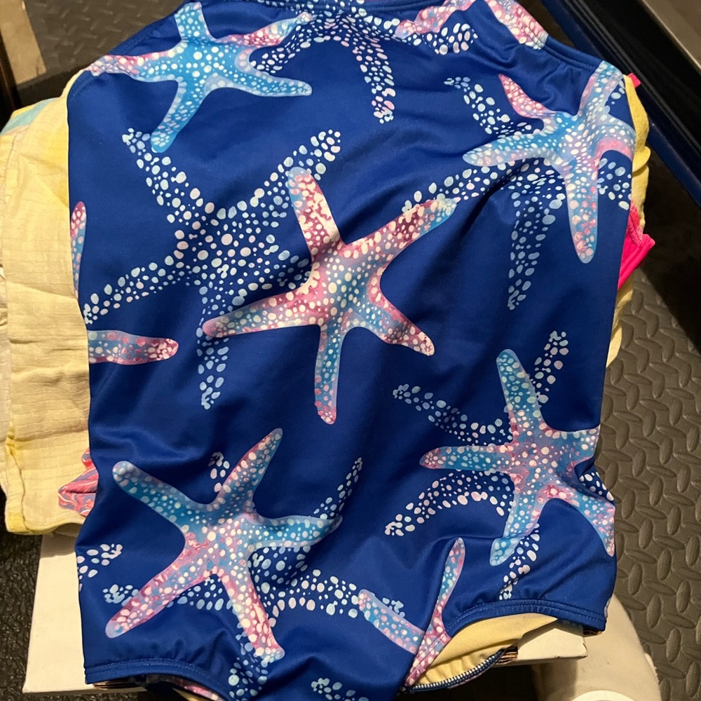 Lands' End Blue Starfish Kids Swim One Piece